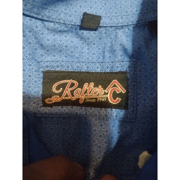 Rafter C Mens Button Down Shirt Blue All Over Print Golf Shirt Long Sleeve XL - Picture 11 of 14